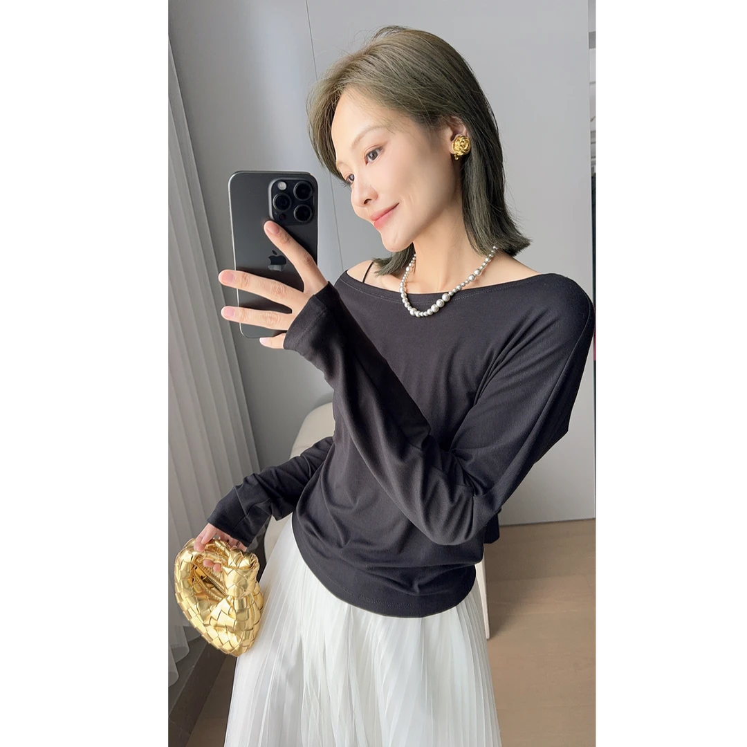 A美洋MEIYANG 卡戴珊三号长袖T【商场同款】 丝柔人棉优雅上衣-周二