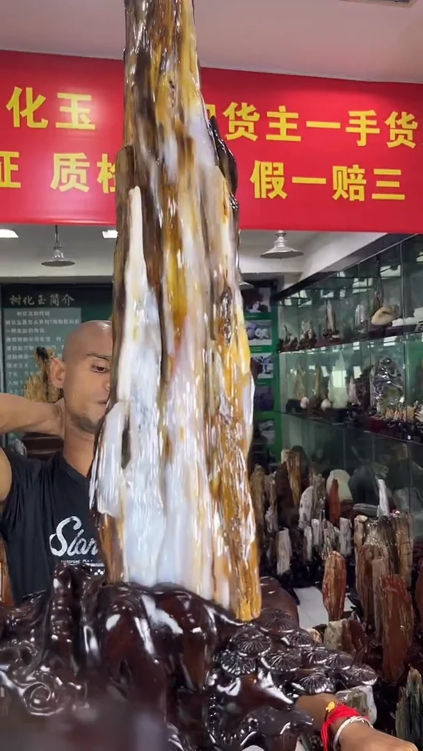 缅甸天然树化玉摆件