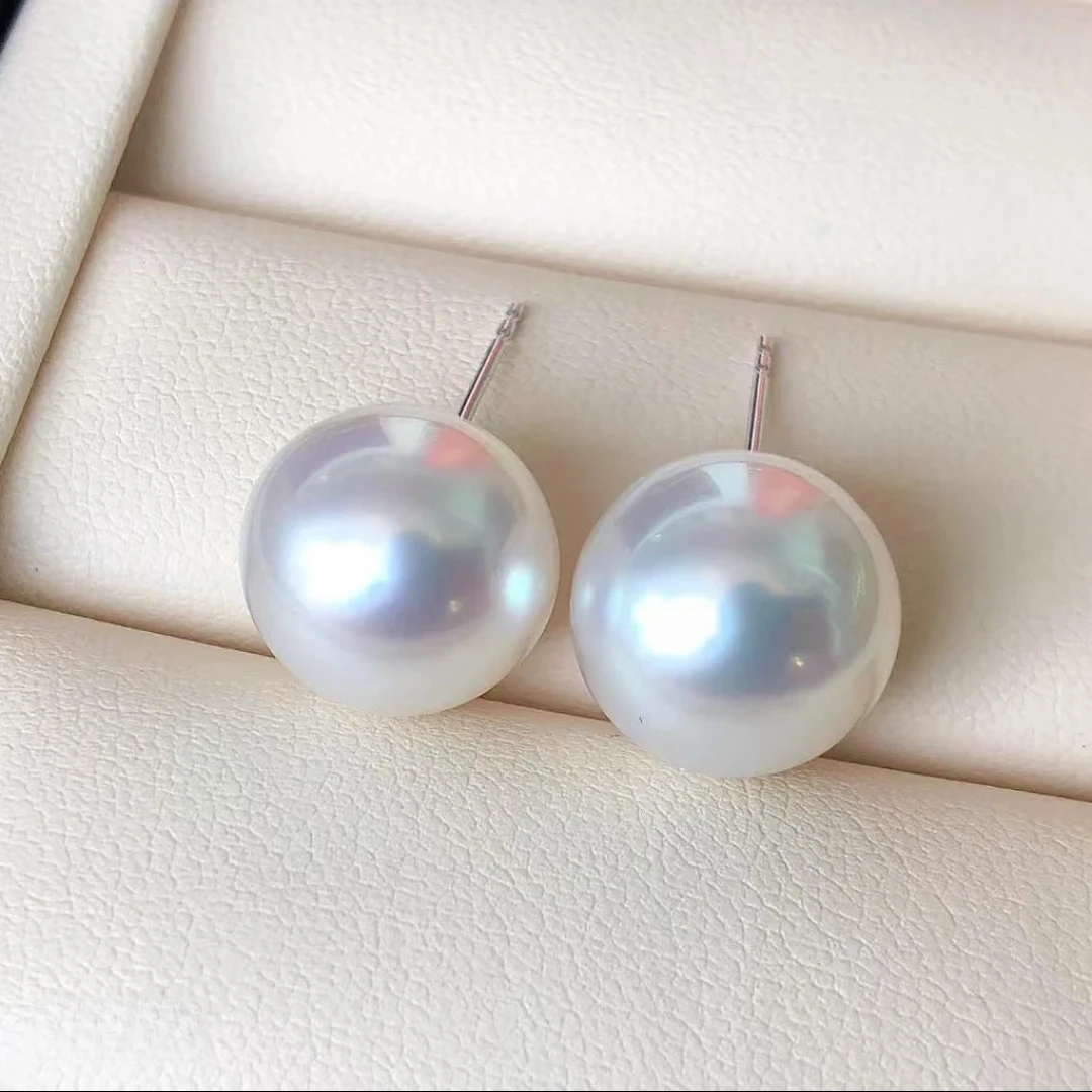 【玺润珠宝】淡水极光珍珠耳钉12-13mm 时尚【多样性发货】