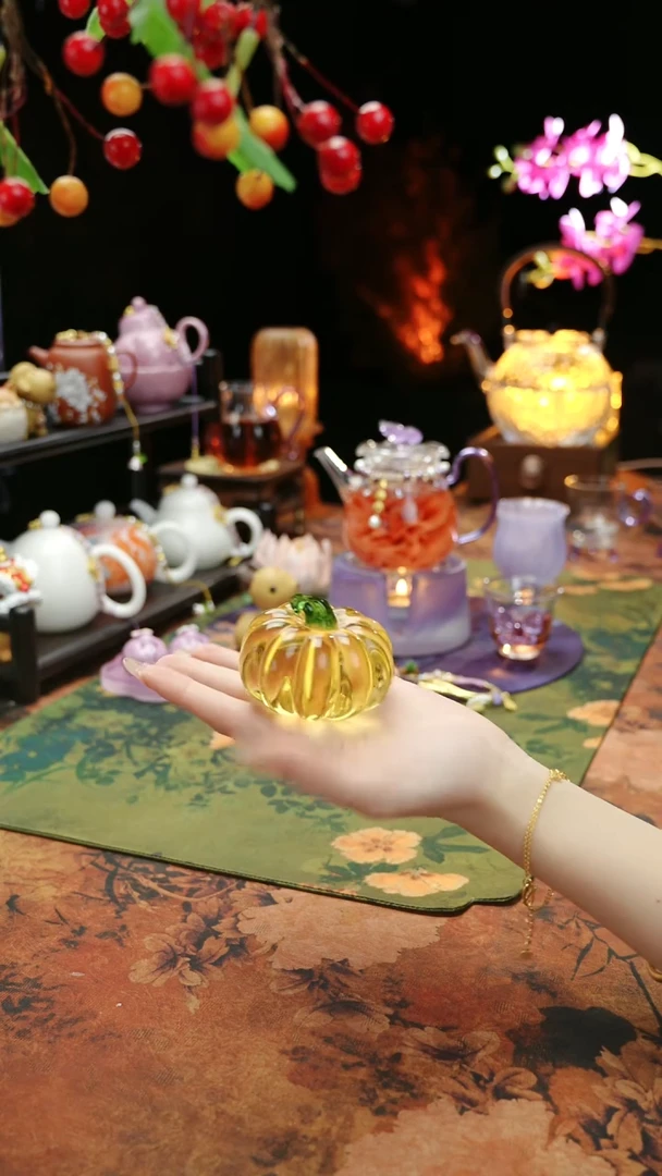 【闪购商品】紫色水晶南瓜盖置摆件