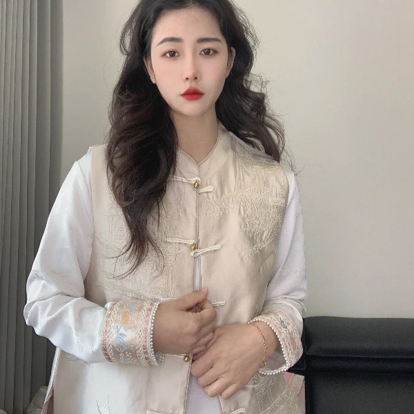 九月   楼宇马甲  新款新中式显瘦国风手工中式复古汉服马甲