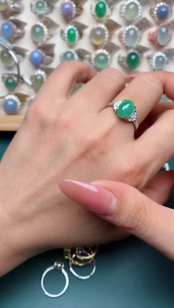 银S925镶嵌戒指翡翠.