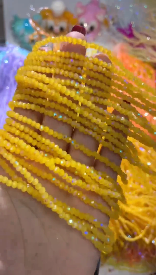 玻璃2830卡2水晶扁10条微光彩蜜蜡黄玉