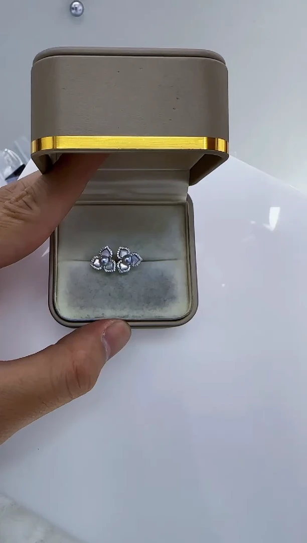 银S925镶嵌海水珍珠DA珍珠耳饰 4-5 y213