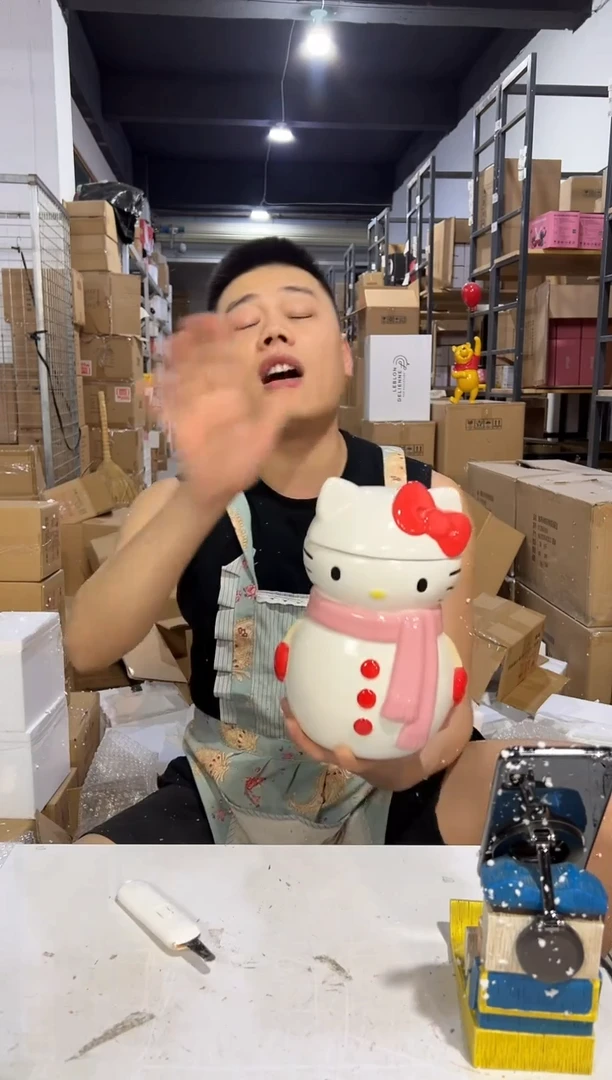 瓷片圣诞雪人围巾kt储物罐
