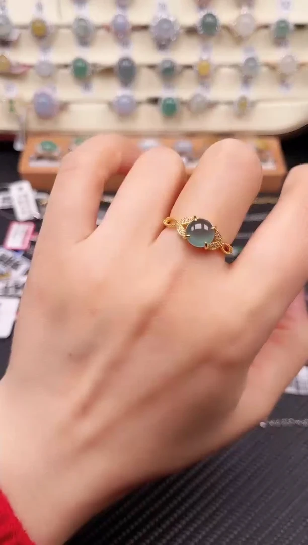 【闪购商品】翡翠戒指银S925镶嵌戒指25