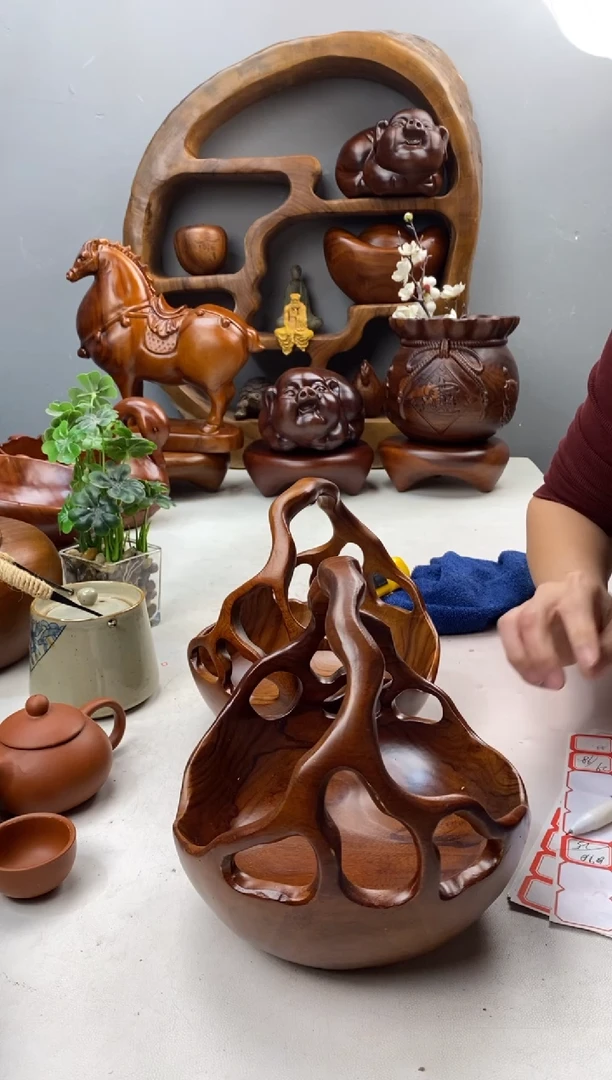 香樟木A29精品树藤小提篮/尺寸20*18*19