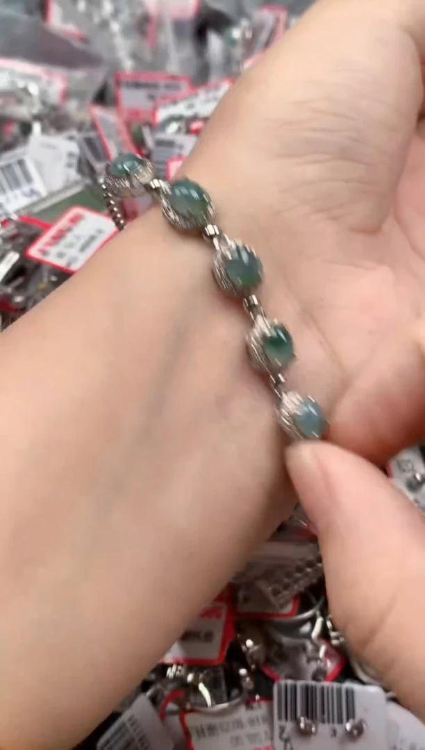 银S925镶嵌戒指翡翠天然A货缅甸翡翠