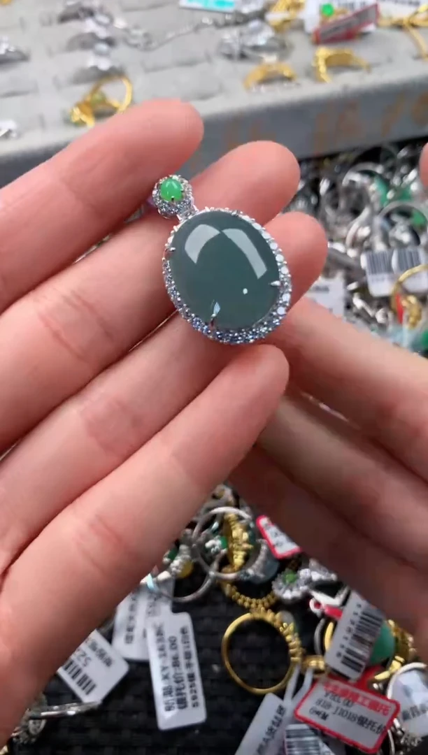 银S925镶嵌戒指翡翠5                    9