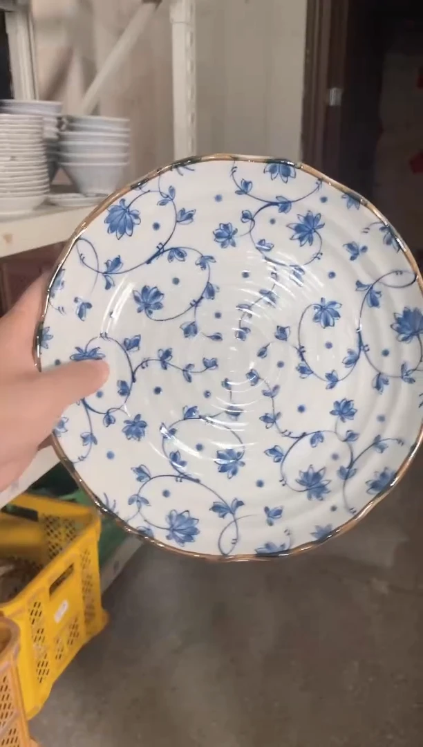 陶瓷微瑕蔓唐草8.7英寸深盘