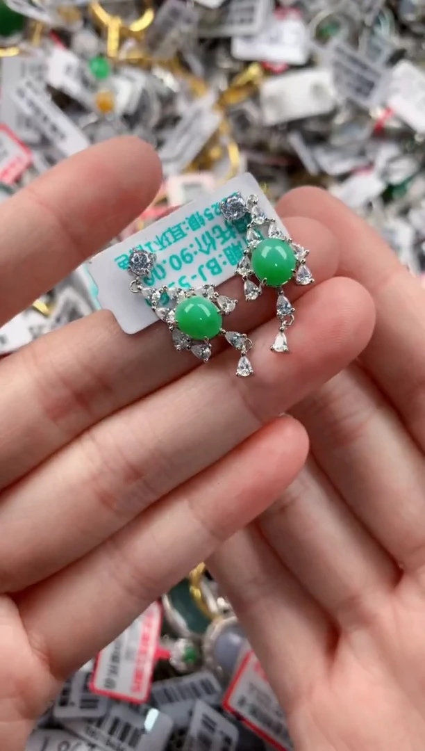 银S925镶嵌戒指翡翠555----5