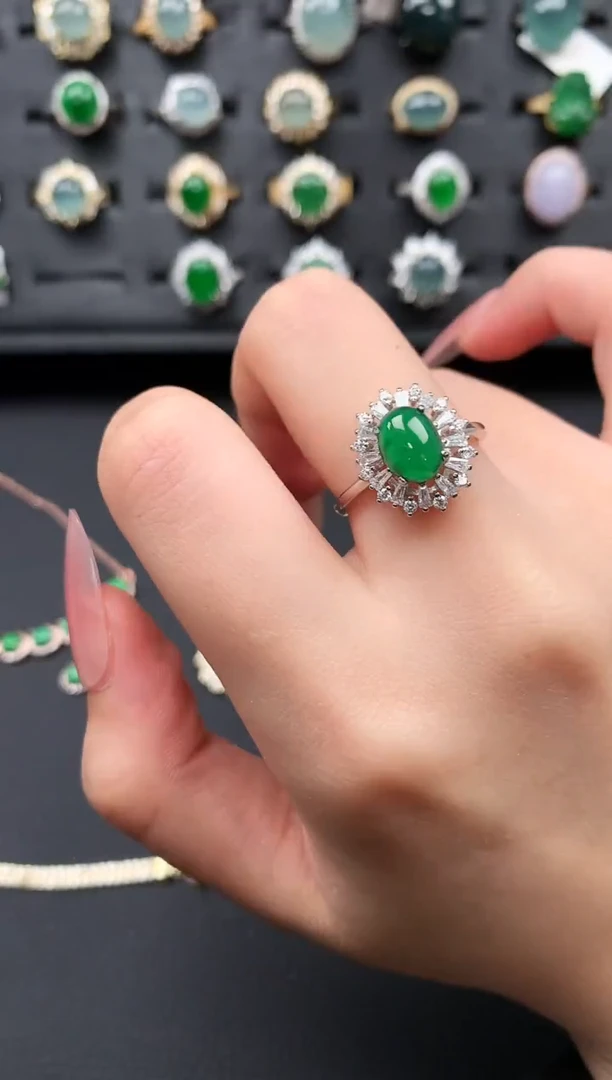 【闪购商品】翡翠戒指银S925镶嵌52141