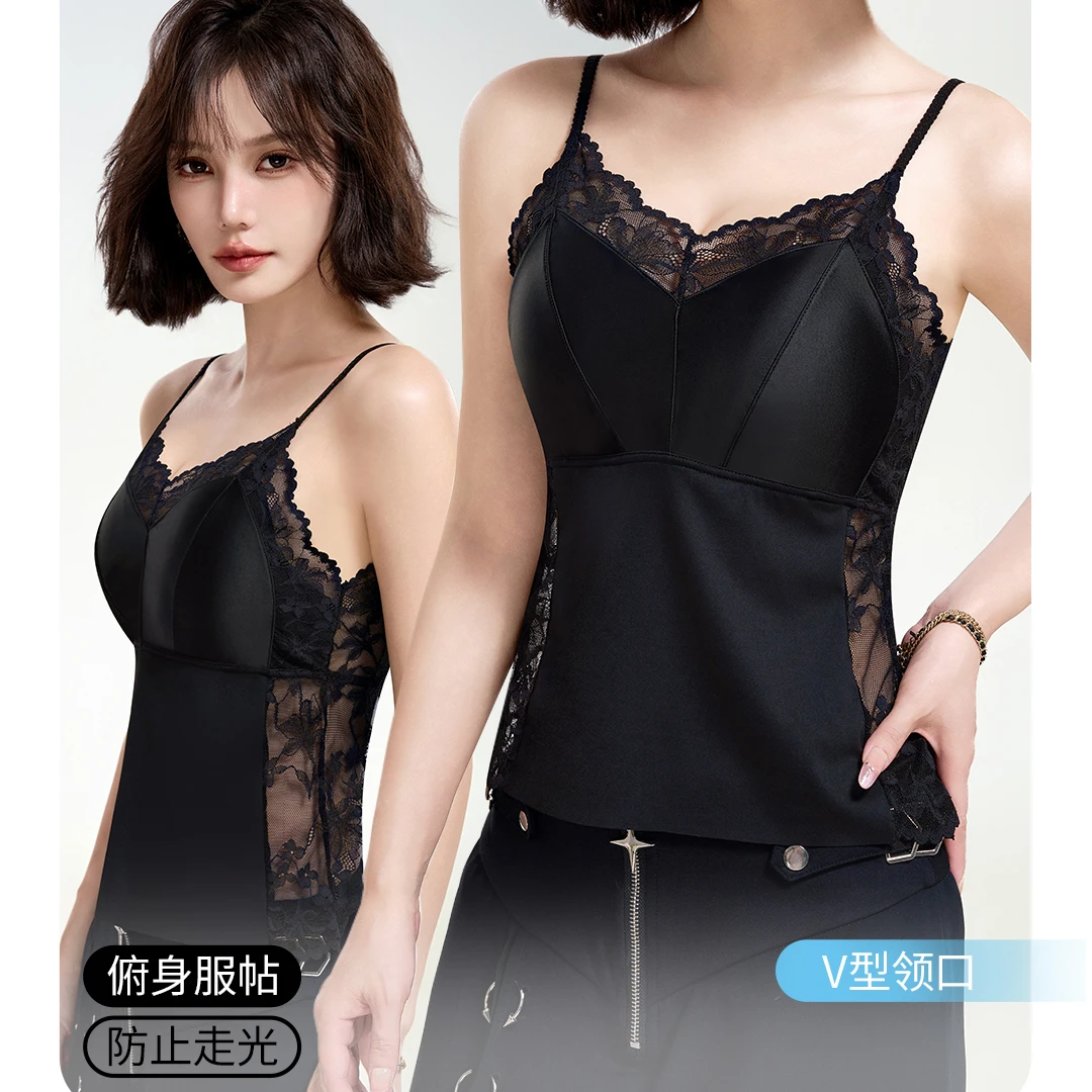 性感蕾丝美背背心固定一体杯舒适百搭无钢圈修身吊带透气抹胸