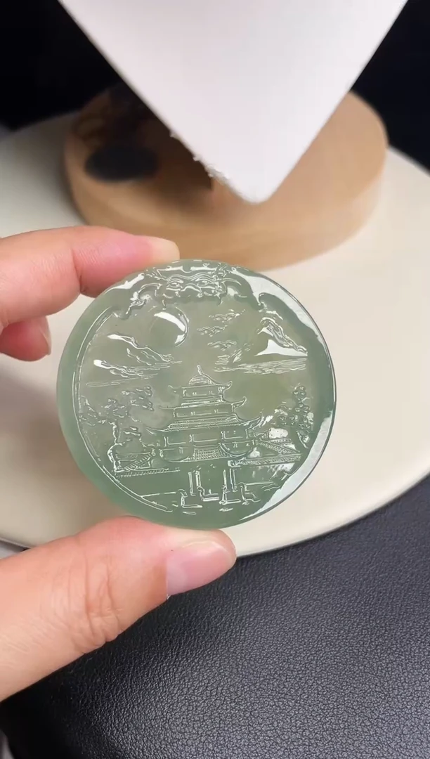 颈饰未镶嵌翡翠【64】山水牌 尺寸 55.8   7.4mm