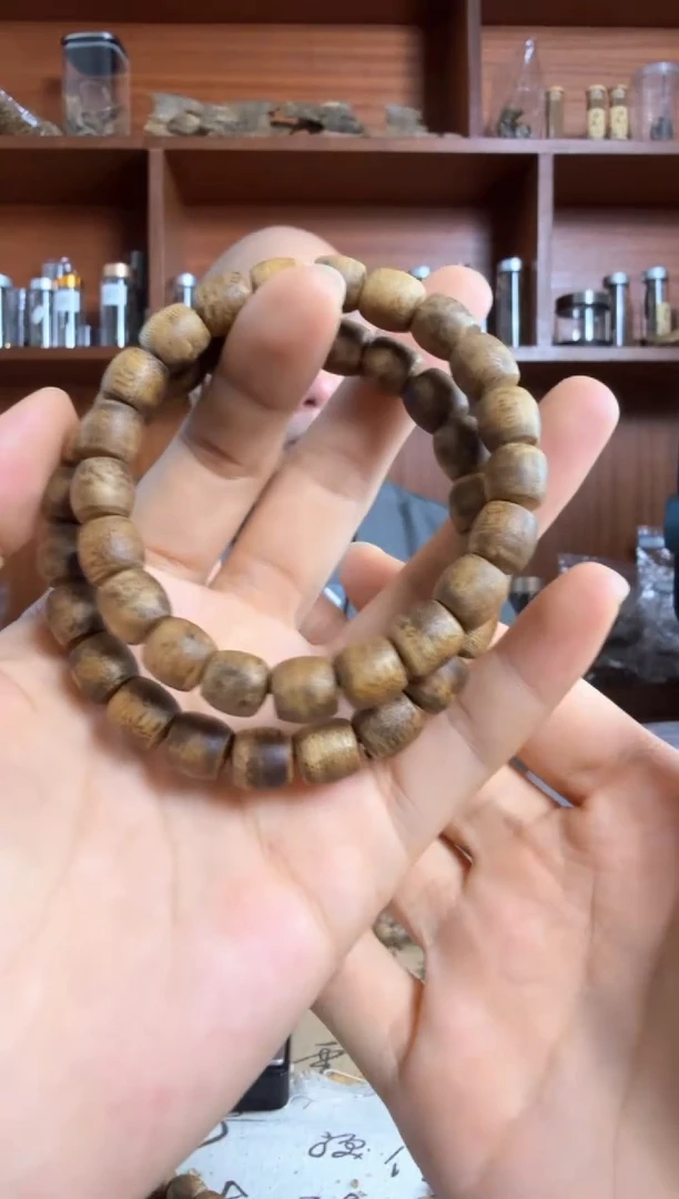 沉香手串奇楠沉香陆河卡9鼓珠单圈手串多样性发一