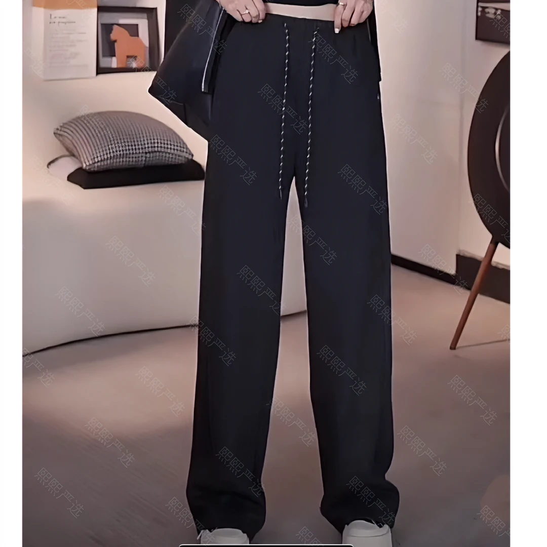 XX.YX（云朵裤）秋冬休闲松弛感加厚不加绒松紧腰抽绳直筒裤76899