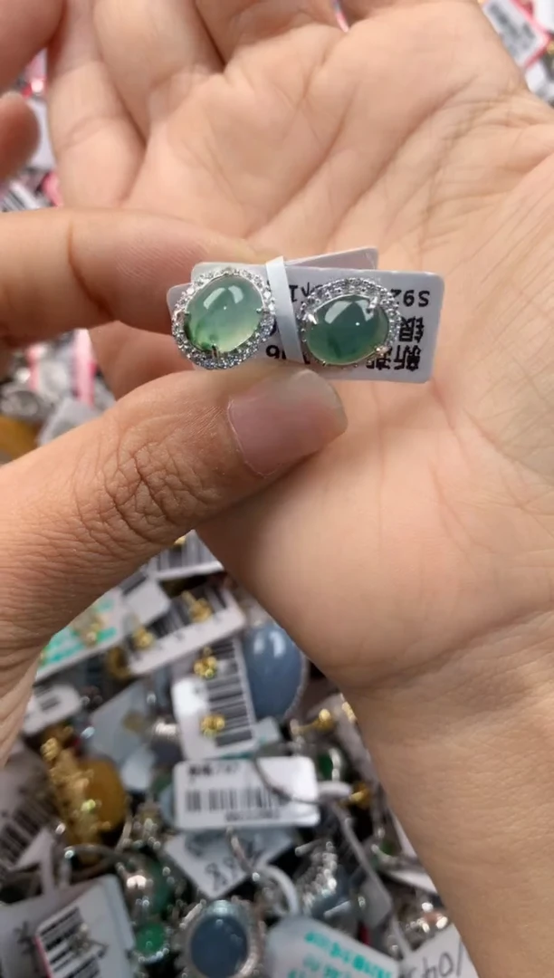 银S925镶嵌戒指翡翠444            4