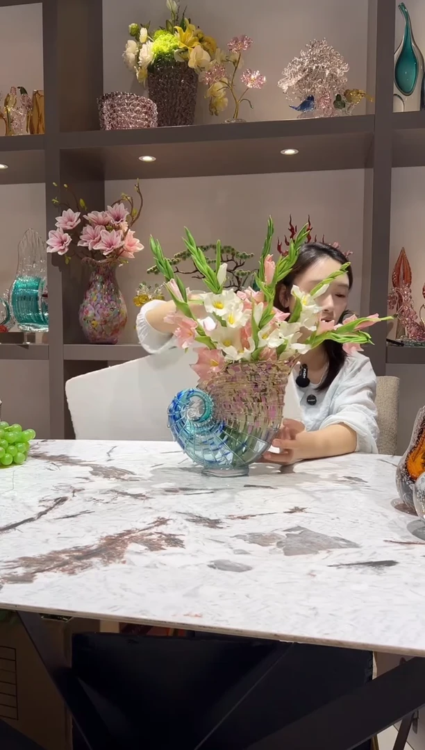 彩色波点海螺花瓶摆件