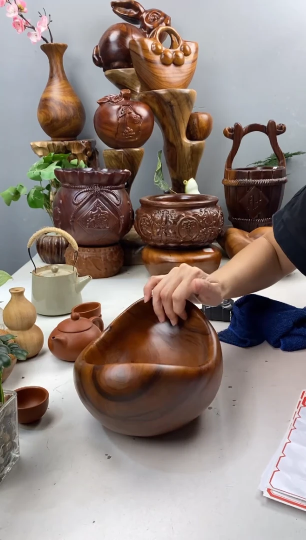 香樟木A29元宝果盆/尺寸