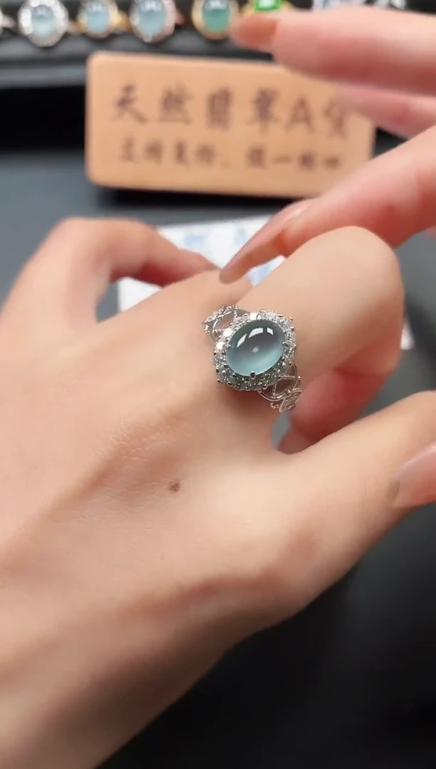 银S925镶嵌戒指翡翠11