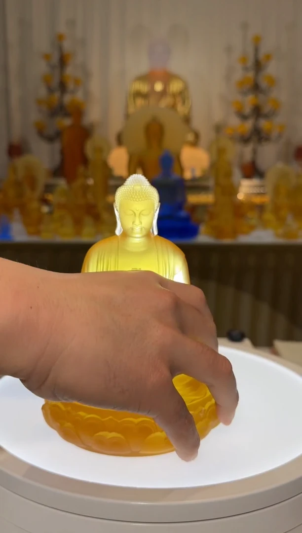 手工艺品琉璃如**善匠门琉璃17公分阿弥陀佛造像