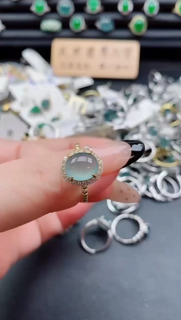 银S925镶嵌戒指翡翠1