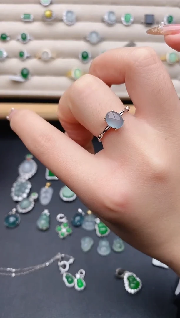 银S925镶嵌戒指翡翠0