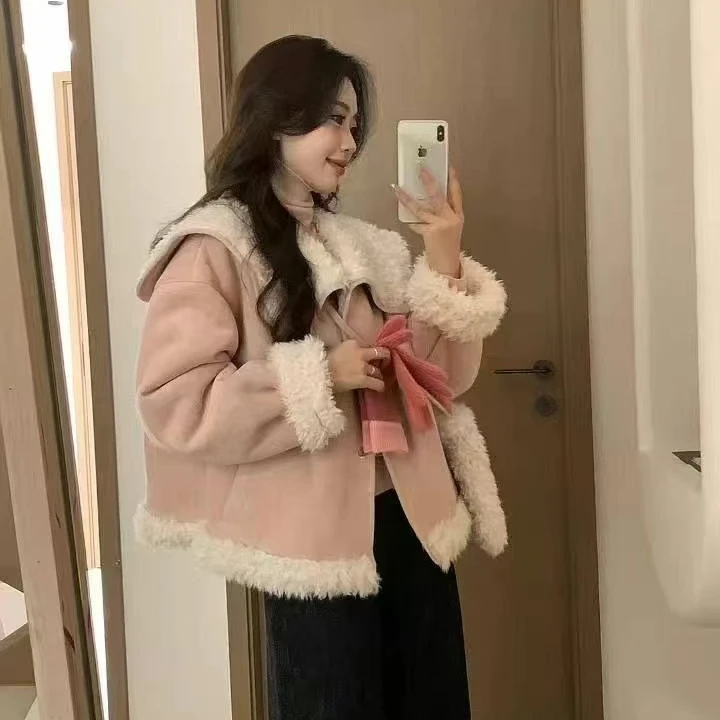 【火火家】冬款加厚皮绒皮毛一体外套