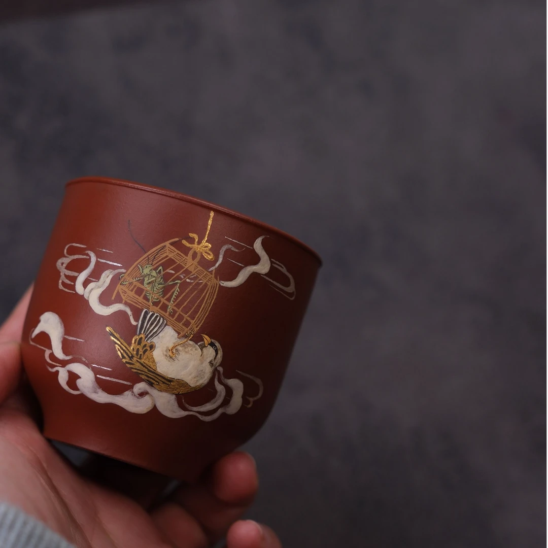 静心  圆融杯 朱泥 130cc 全手工泥绘 精品主人杯 客杯单杯小品杯