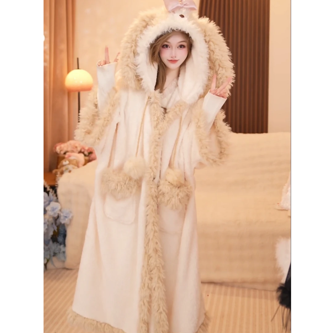 彭裳裳【雾凇见鹿】气质轻奢时尚高级套装宽松秋冬加厚睡衣睡袍