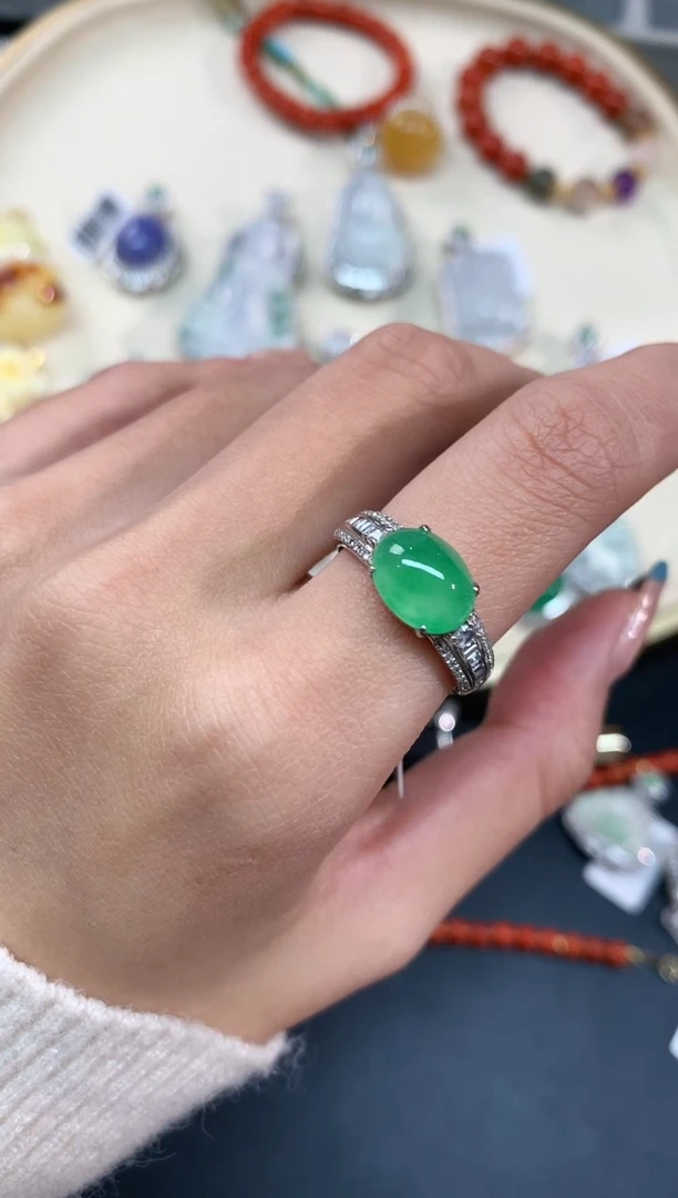 【闪购商品】翡翠戒指18K金镶嵌戒指A174|9999