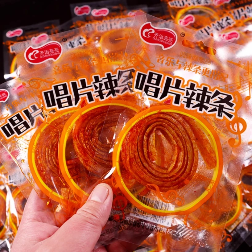 唱片辣条解馋办公室零食超长面筋素食怀旧调味面制品休闲甜辣