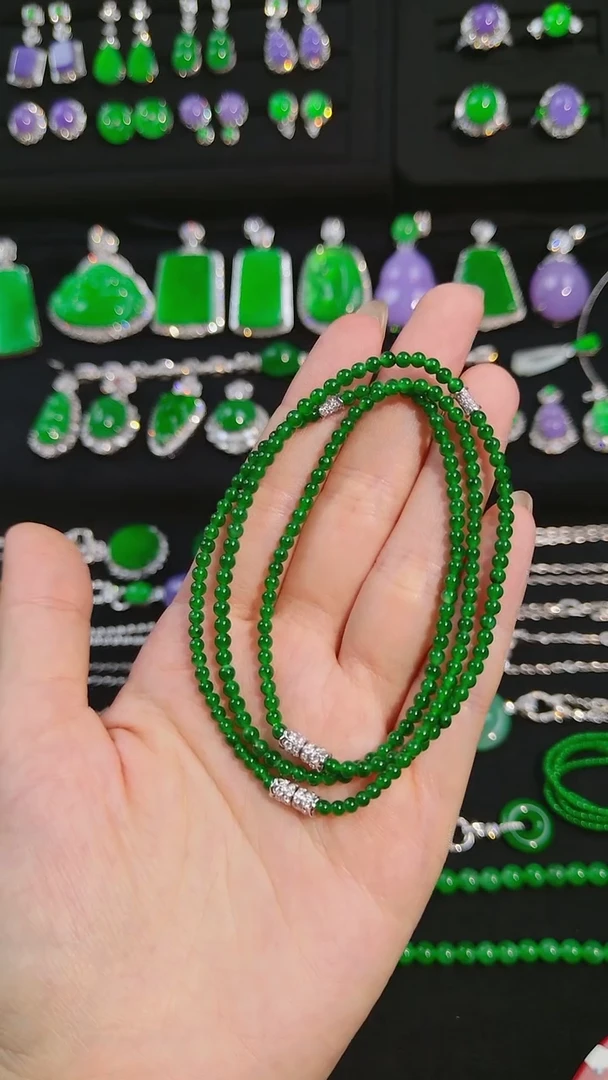 吊坠(不含链)18K金镶嵌翡翠珠珠