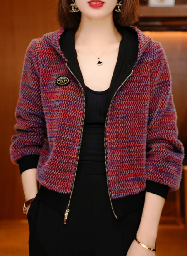 虹霞-新款加绒加厚印花气质上衣外套百搭显瘦时尚舒适显气质洋气