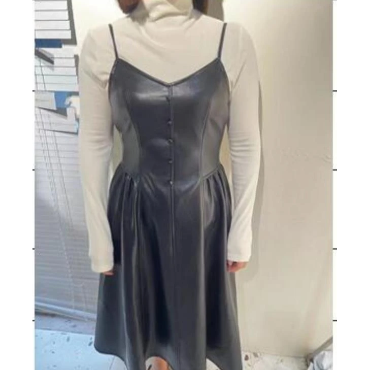 法式长袖无袖荡领裙子长裙复古连衣裙吊带修身收腰气质吊带款