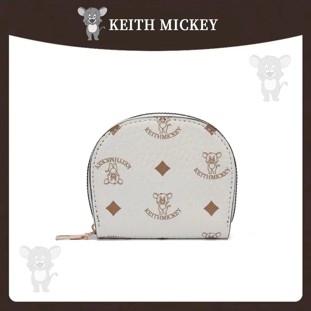 KEITH MICKEY百搭时尚卡包零钱包 米白