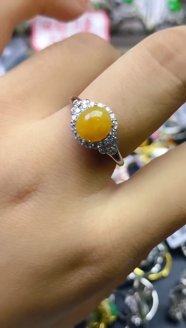 翡翠戒指银S925镶嵌百内无证书