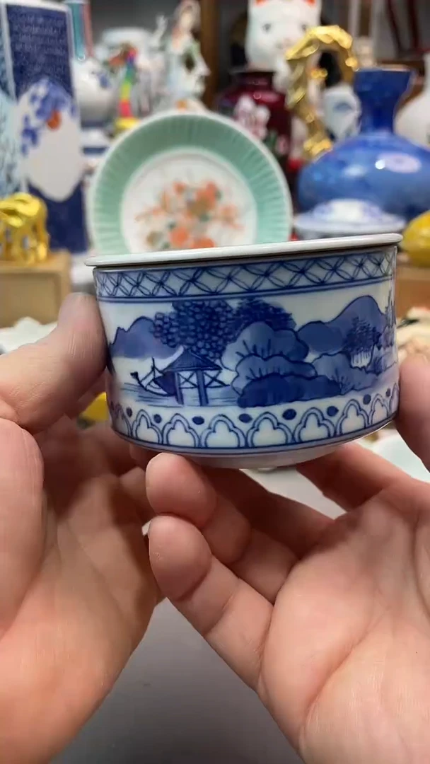 瓷片青花建水一一一