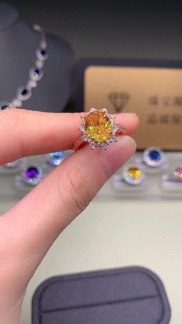 银S925镶嵌戒指黄色碧玺.......
