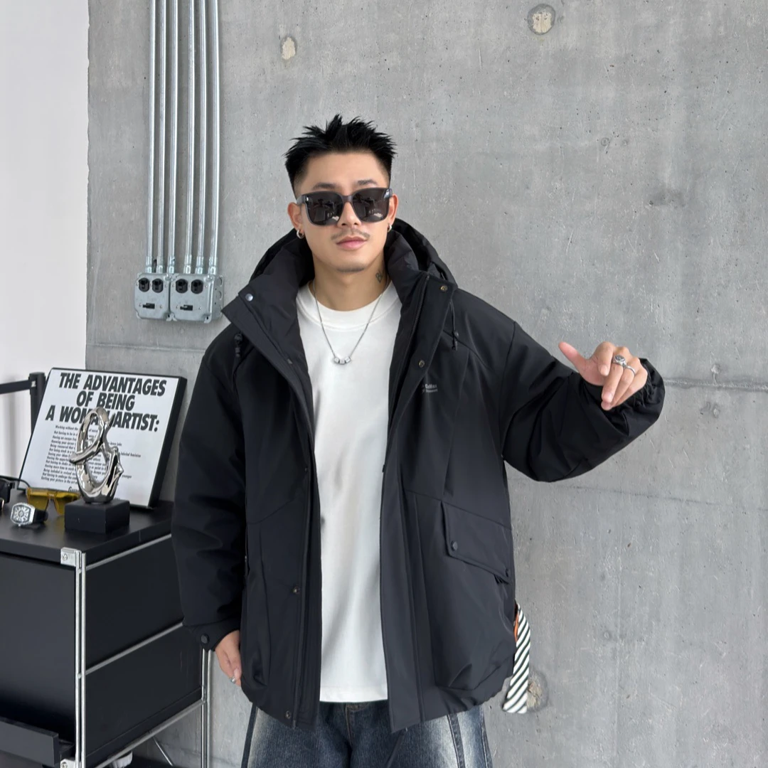 【国标白鸭绒】潮牌工装户外连帽男士冲锋衣羽绒服6808