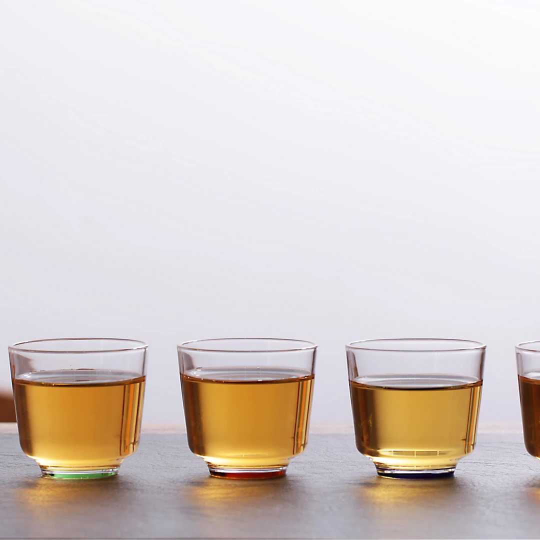 翰文堂不混玻璃杯一组4只 彩底透明四种经典色高硼硅玻璃杯