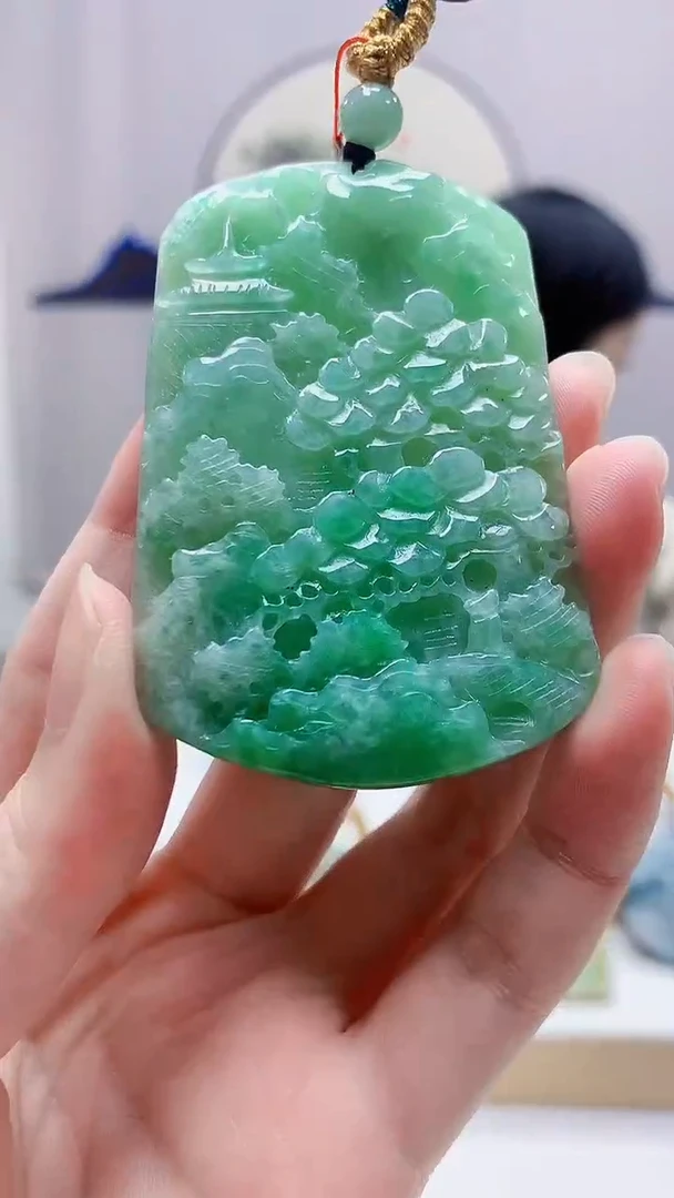 未镶嵌定制翡翠4852zm-毛货挂件山水109