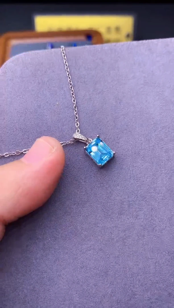 海蓝宝石颈饰银S925镶嵌0000