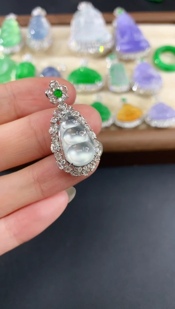 吊坠(不含链)18K金镶嵌翡翠313|2980