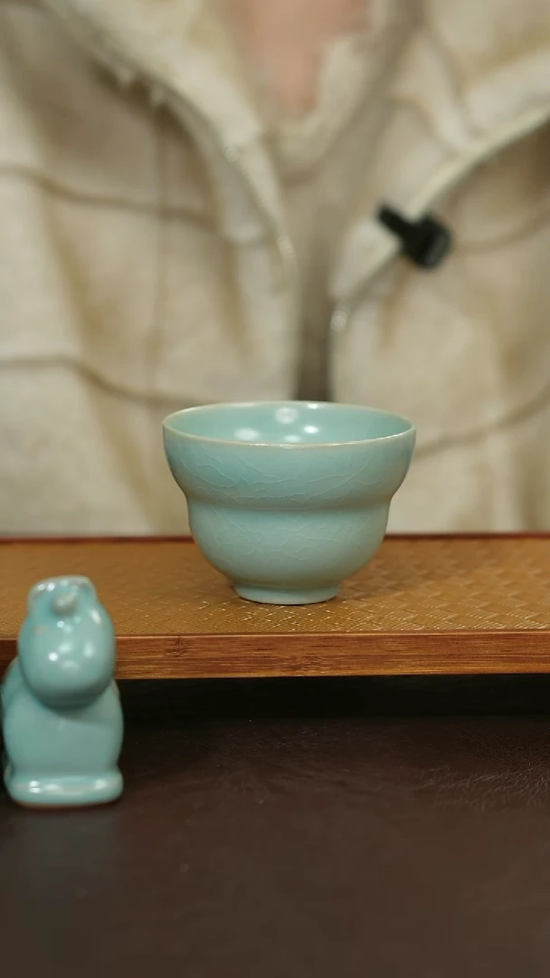 摆件瓷原矿原釉汝宋汝瓷 葫芦杯