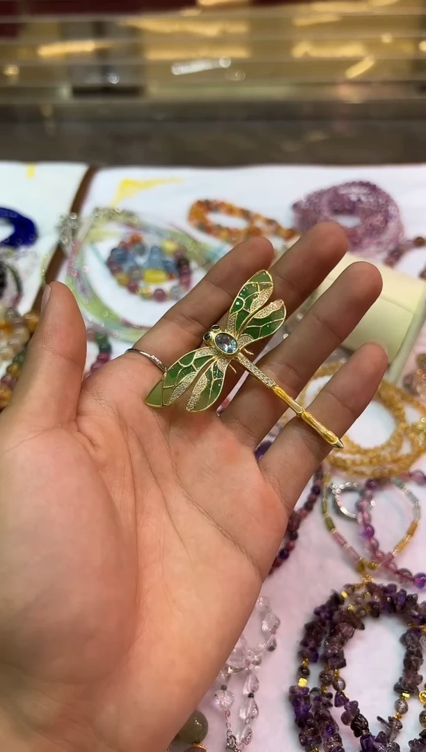 银S925镶嵌海蓝宝石发夹海蓝宝发饰 多样性发其一