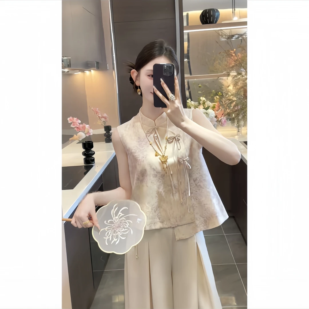 （青花瓷）2025新中式国风缎面提花马甲