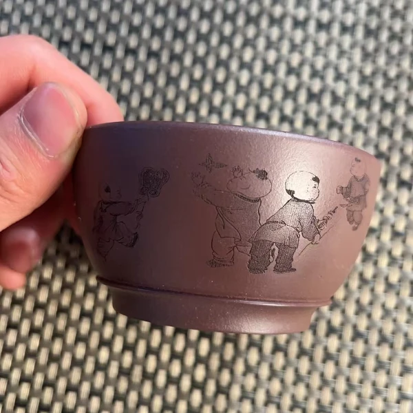 原矿紫砂主人杯品茗杯 底槽青 童子 普洱杯