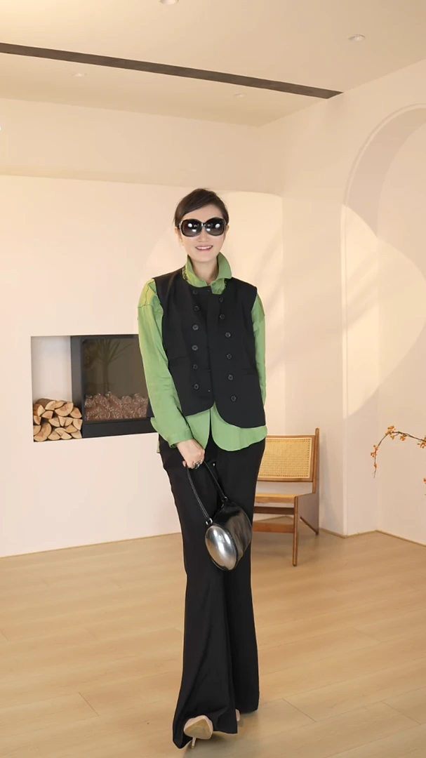 【久久复古马甲】纯色工字型款百搭风圆领马夹休闲百搭