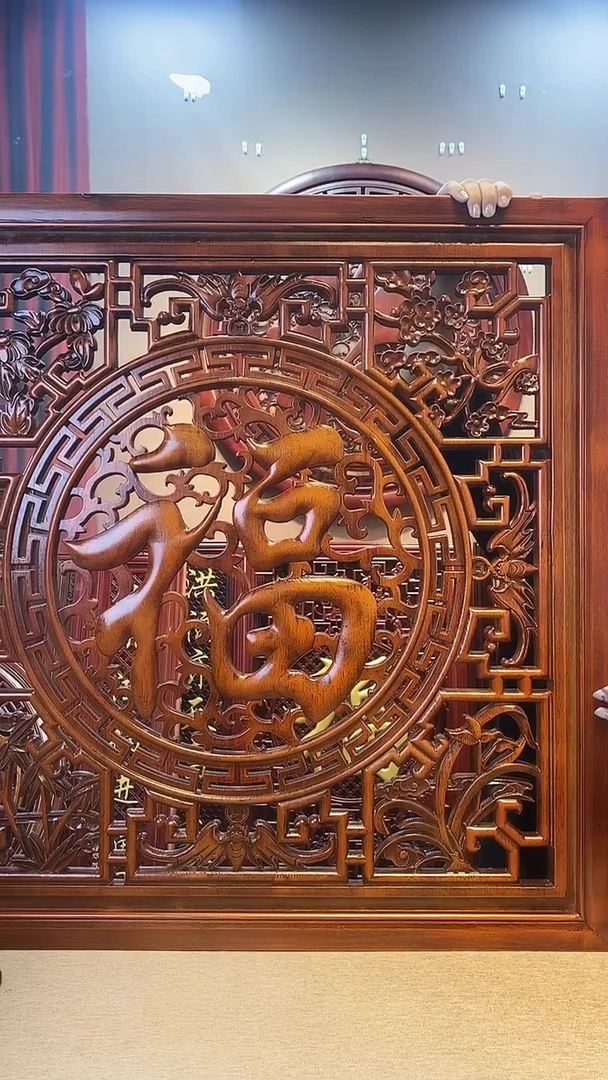 香樟木木雕款80*80梅兰竹菊四季福   仿古色